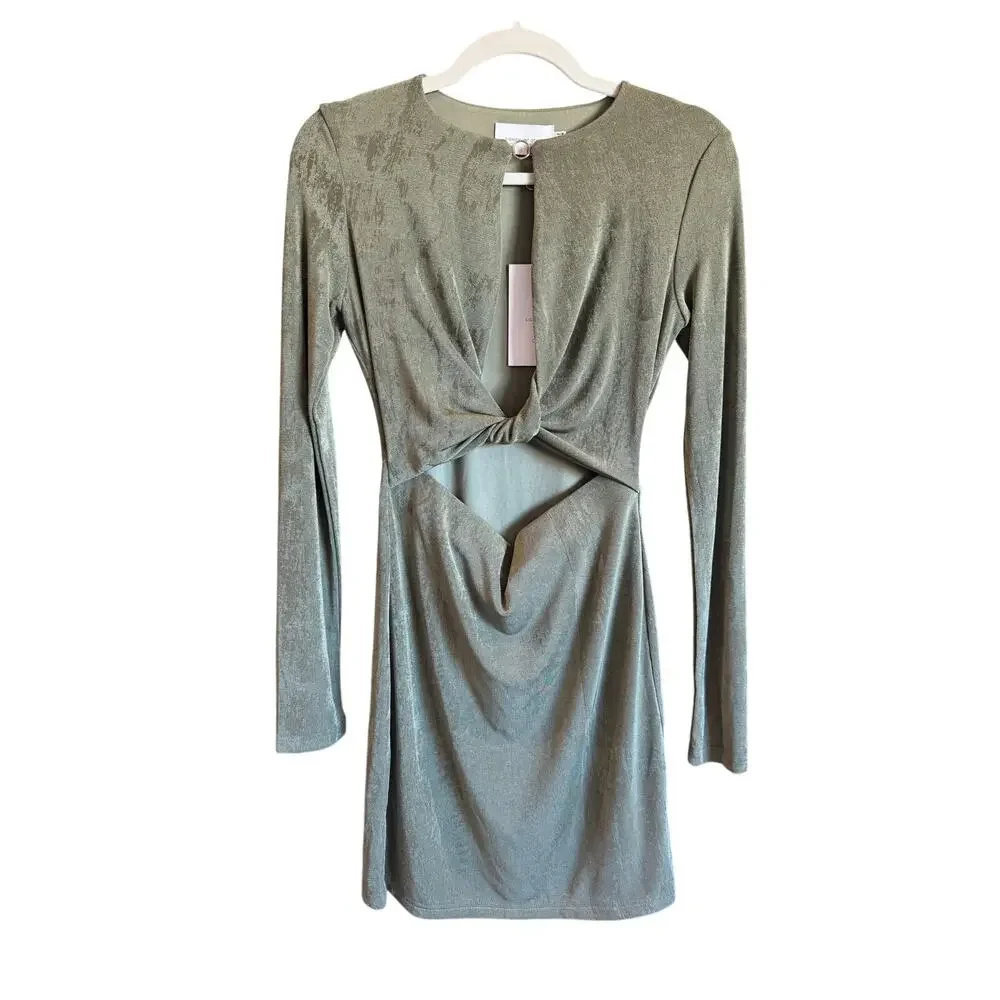 Significant Other Ivy Front Cutout Mini Dress Green NWT SOLD OUT Retail $200 - Picture 8 of 8